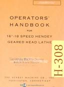 Hendey-Barber Colman-Hendey Lathe \"1904 Design\", Repair Parts Manual-12 x 19-03